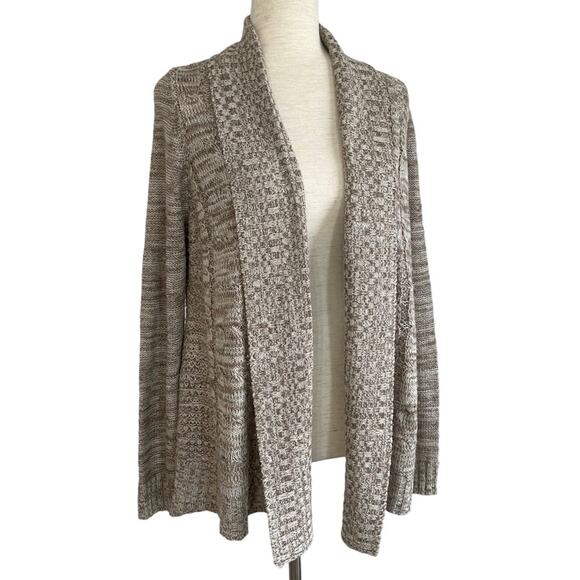 JASON MAXWELL Oatmeal Open Front Waterfall Cardigan Sweater Size Large Cozy - Picture 2 of 7